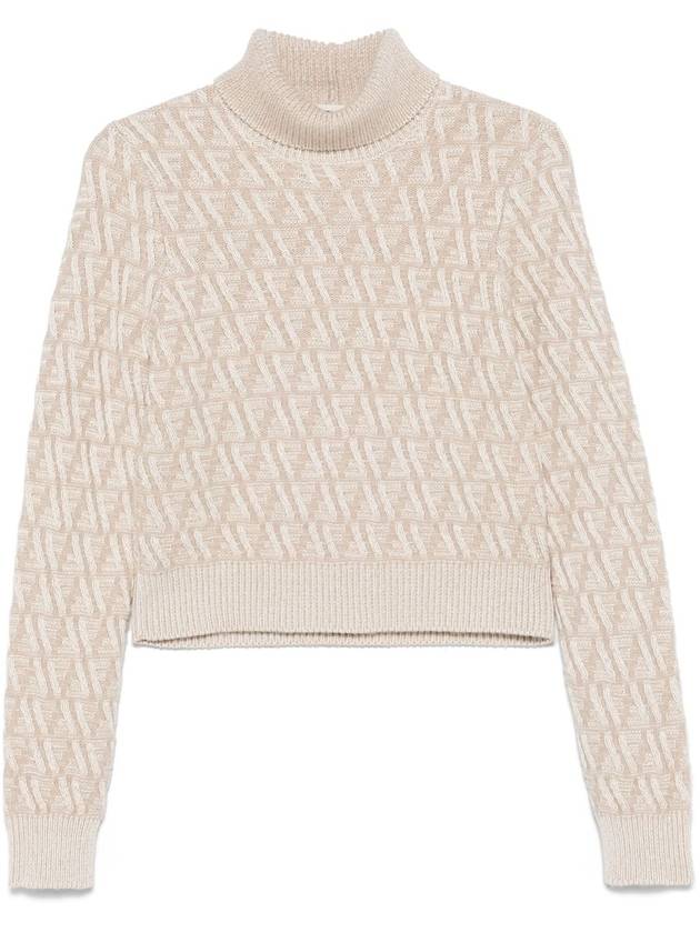 Fendi Turtleneck Knit Top Beige