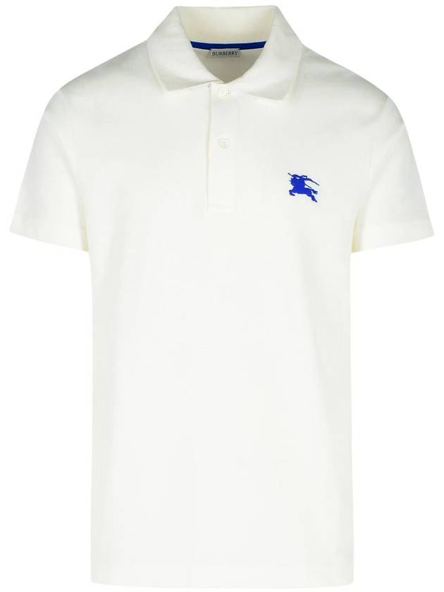 Burberry EKD Embroidered Cotton Polo Shirt White