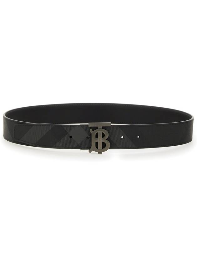 Burberry Men's Check Reversible Leather Belt Charcoal Graphite