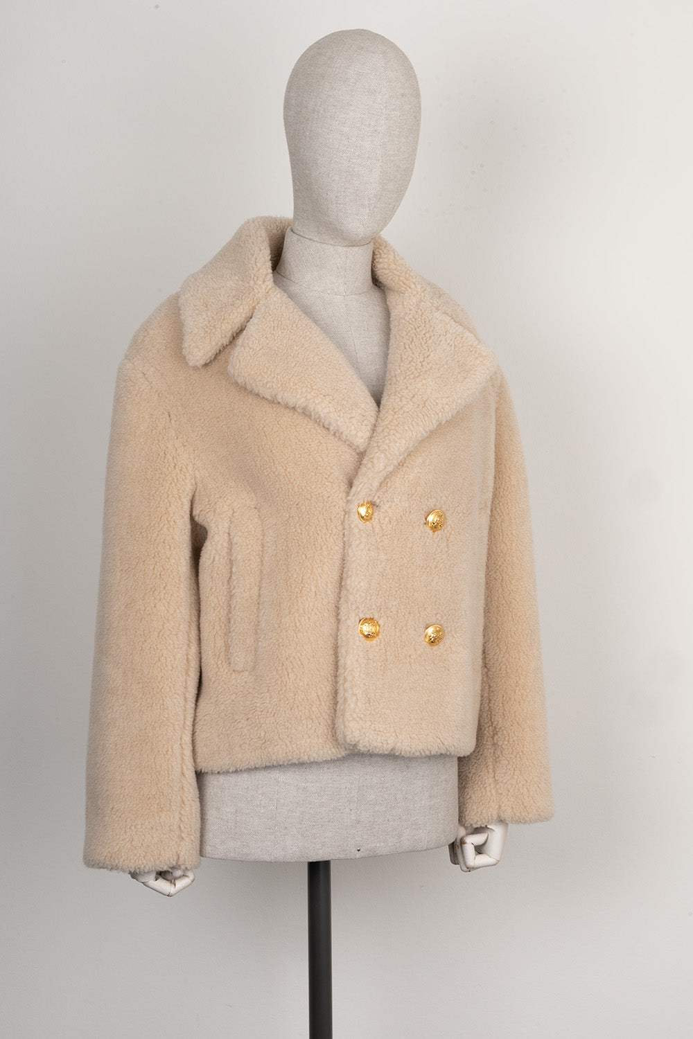 CELINE Loose Peacoat Cashmere Silk Naturel