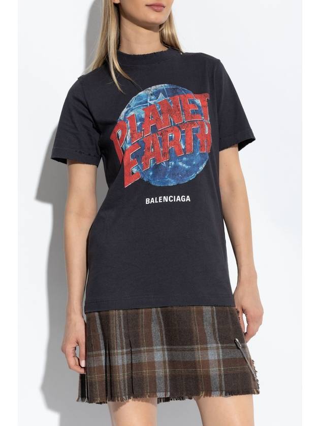 Balenciaga Balenciaga T-shirt With Print, Women's, Grey