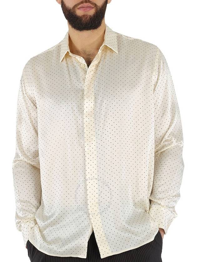 Saint Laurent Studded Silk Satin Long Long Sleeve Shirt