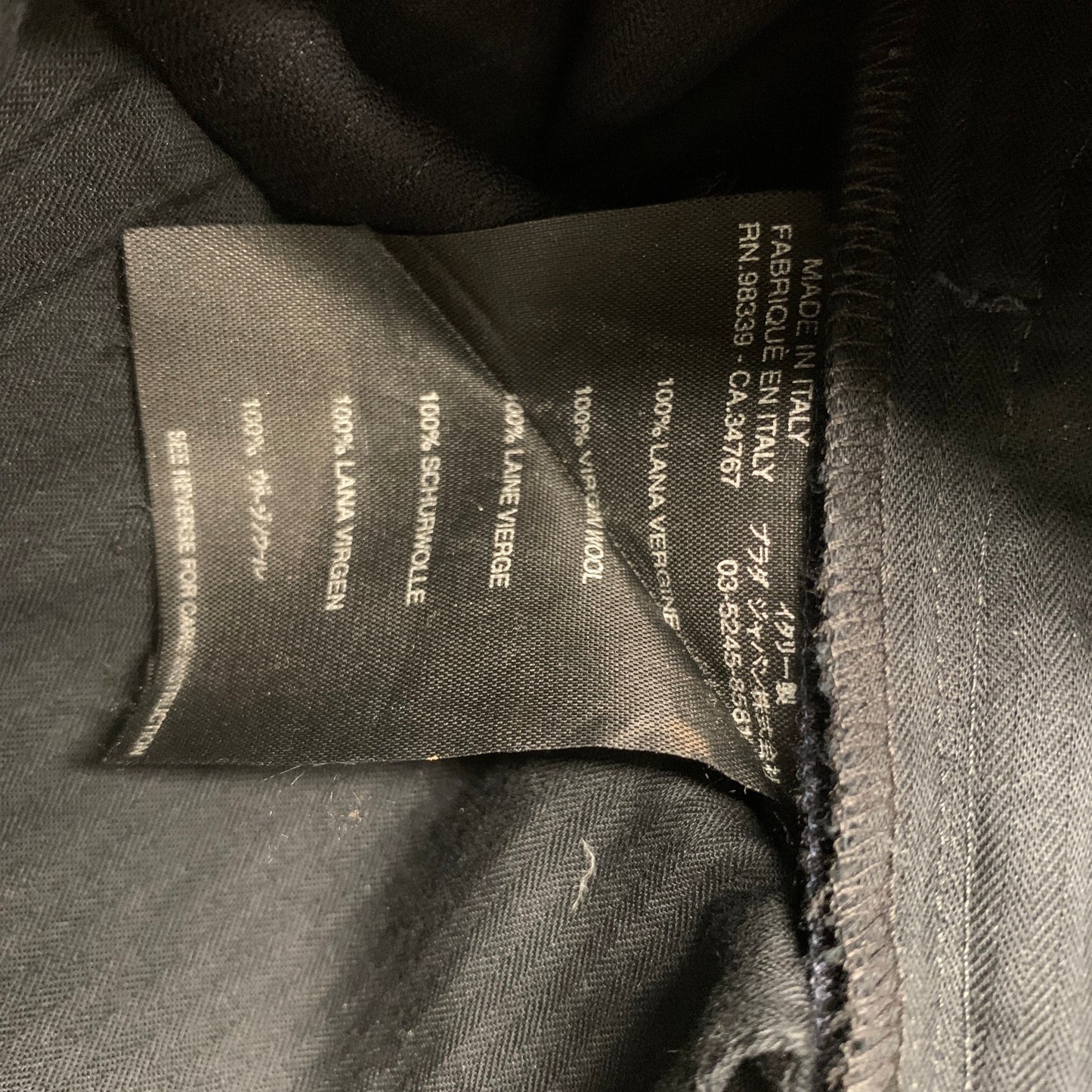 PRADA Size 4 Black Virgin Wool Pinstripe Straight Dress Pants