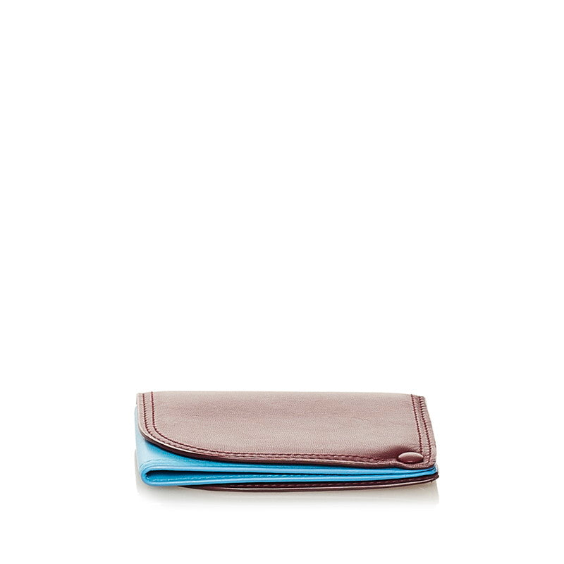Bottega Veneta Cardcase Leather Wine Red Light Blue Unisex Paris