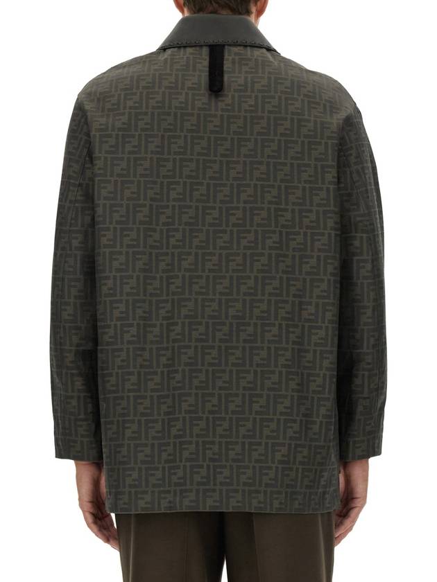 Fendi Waxed FF Jacquard Blouson Jacket Brown