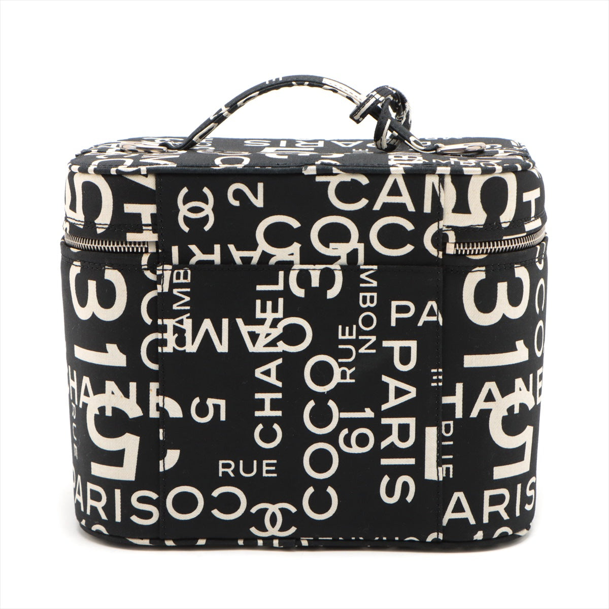 Chanel Basic Canvas Vanity Bag Black Silver G 7th
