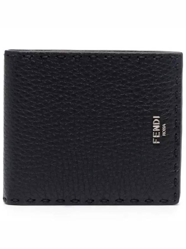 Fendi Selleria Leather Half Wallet Black