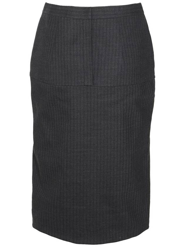 Fendi Pinstripe Wool Pencil Skirt Grey