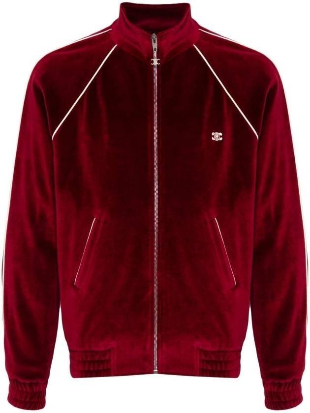 CELINE Velvet Triomphe Jersey Track Jacket Red
