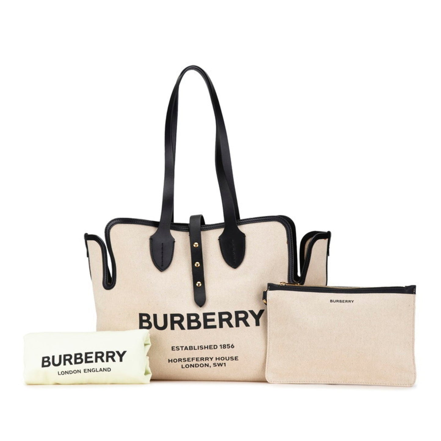 Burberry Canvas Leather Shoulder Bag Tote Bag ()