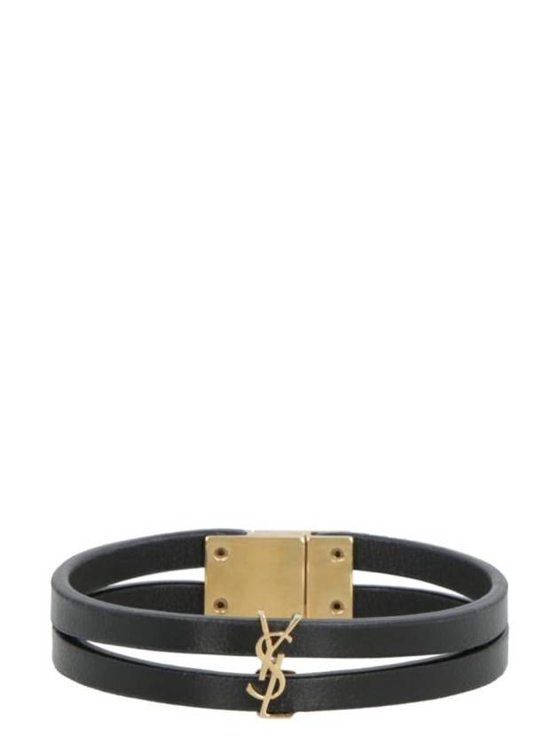 Saint Laurent Cassandre Double Strand Bracelet Black
