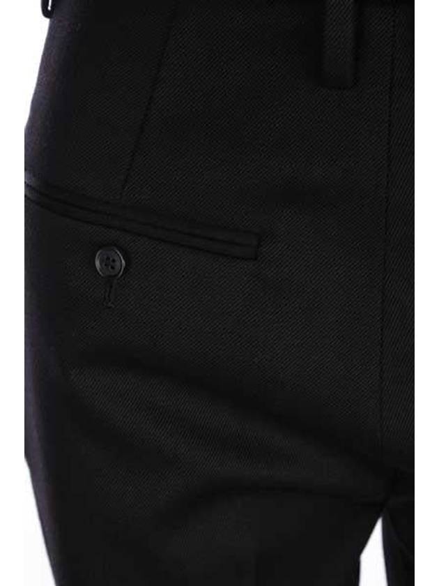 Saint Laurent Women's Wool Twill High Waist Straight Pants Black