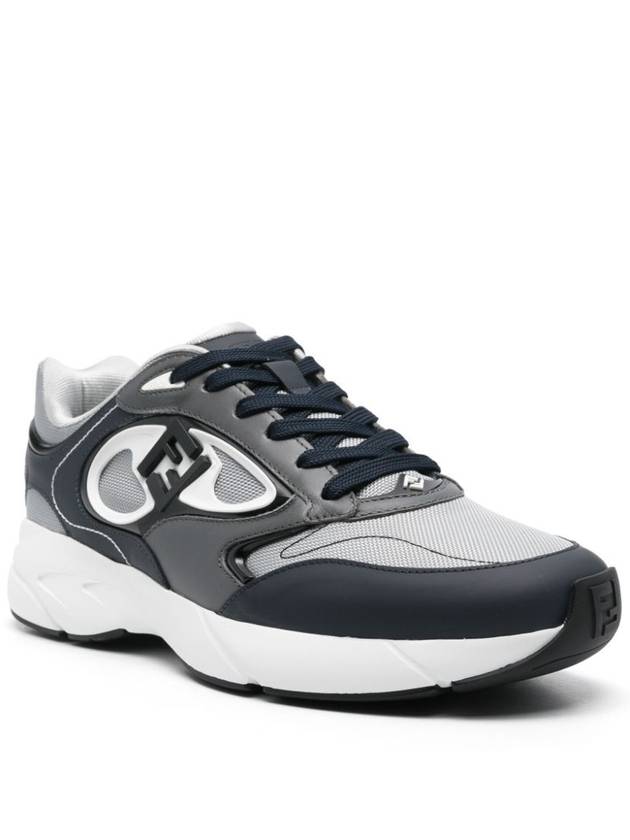 Fendi Forward Mesh Leather Low Top Sneakers Grey