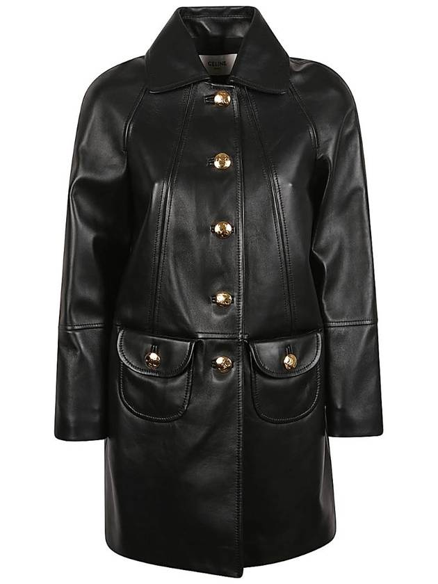 CELINE Claudine Collar Soft Lambskin Single Coat Black