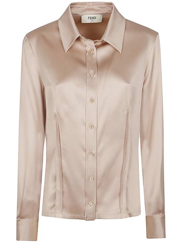Fendi Silk Satin Shirt Gold