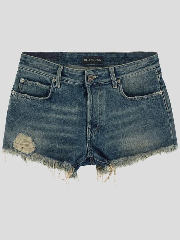 Balenciaga Back logo patch denim shorts blue