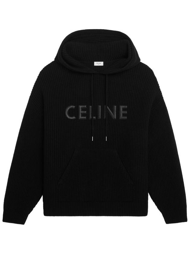 CELINE Logo Monochromic Wool Hoodie Black