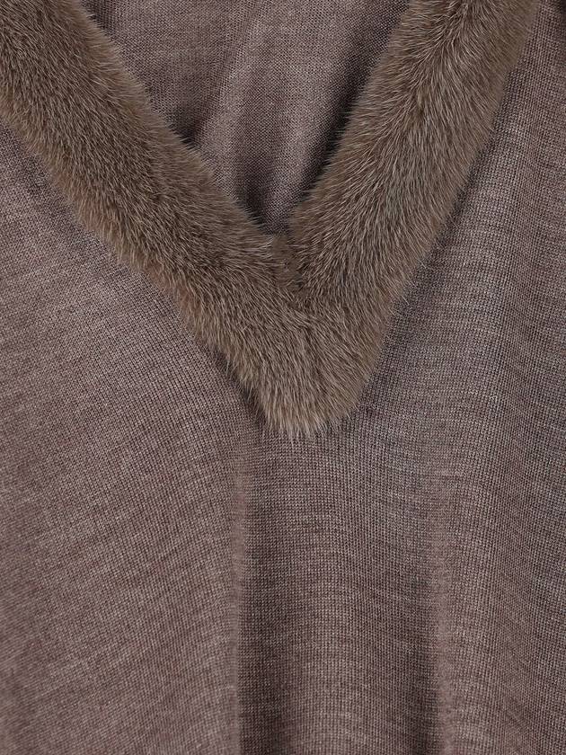 Fendi V-Neck Knit Top Grey