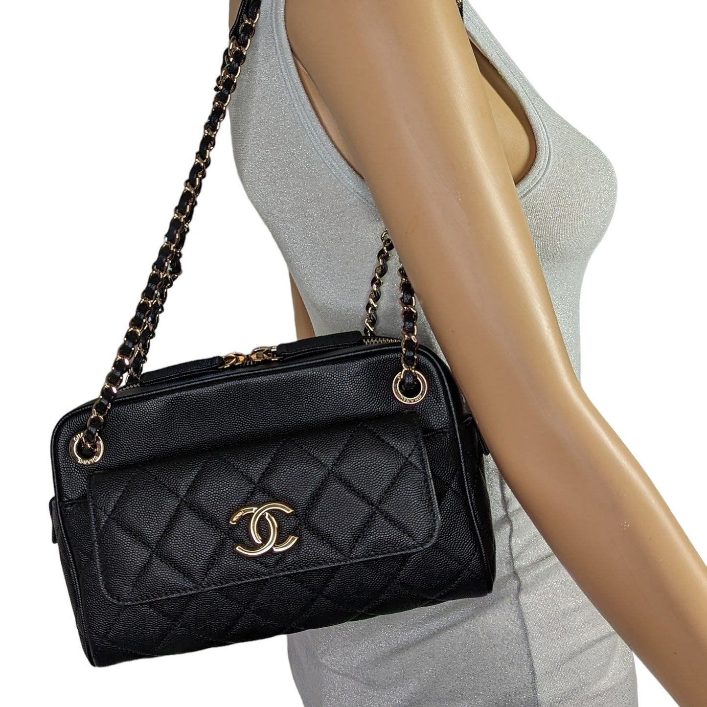 Chanel bag Black Caviar Quilted Small In & Out Camera Case