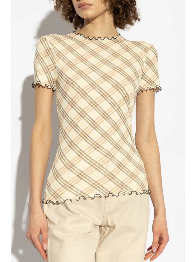 Burberry Burberry Top With Check Pattern, Women's, Beige