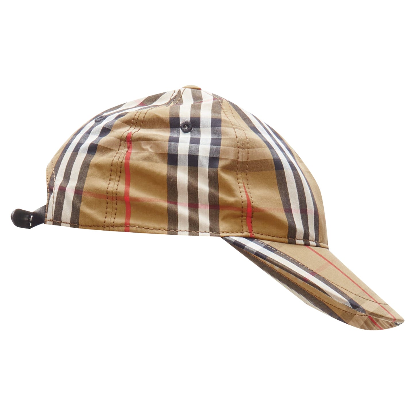 Burberry check cotton adjustable leather strap dad cap