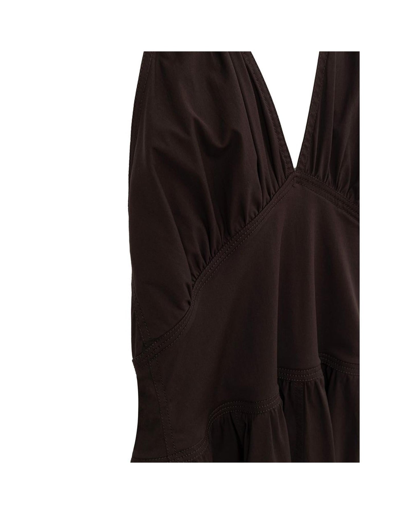 Bottega Veneta Halter Neck Midi Poplin Dress Women Brown Dresses
