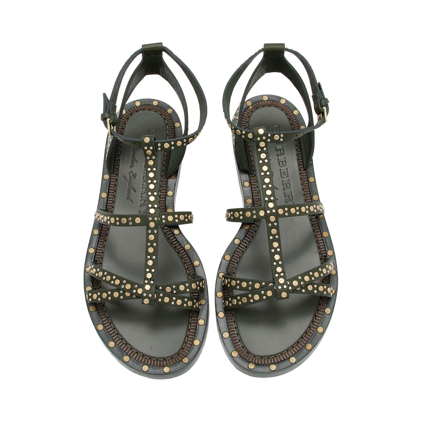 Burberry Calfskin Studded Hansel Sandals - Size 6 / 36 (SHF-HS09xw)