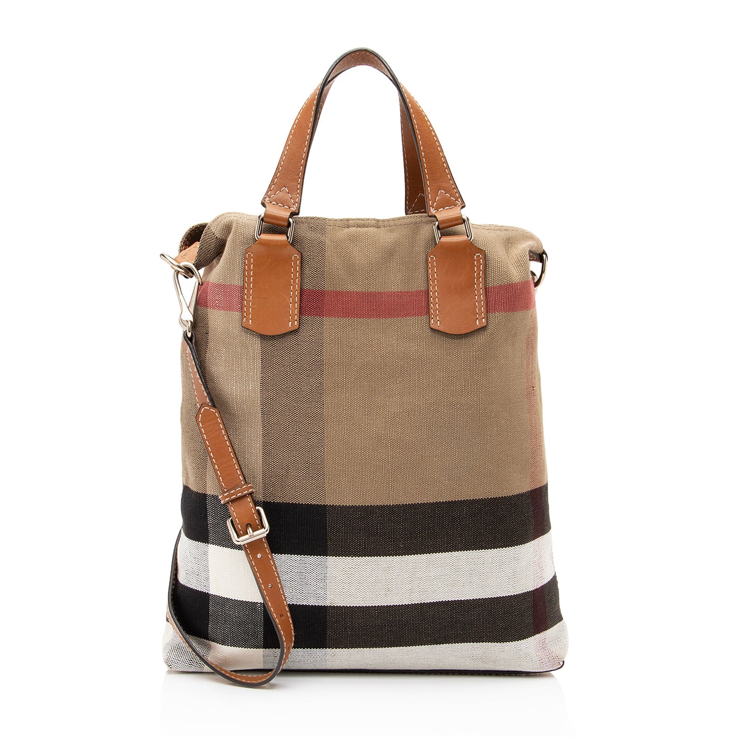 Burberry Canvas Check Tottenham Medium Tote (SHF-23250)
