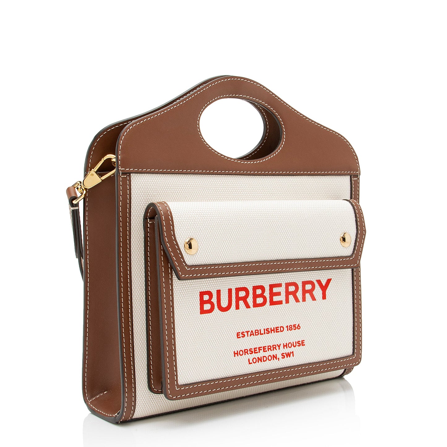 Burberry Canvas Horseferry Mini Pocket Tote (SHF-23255)