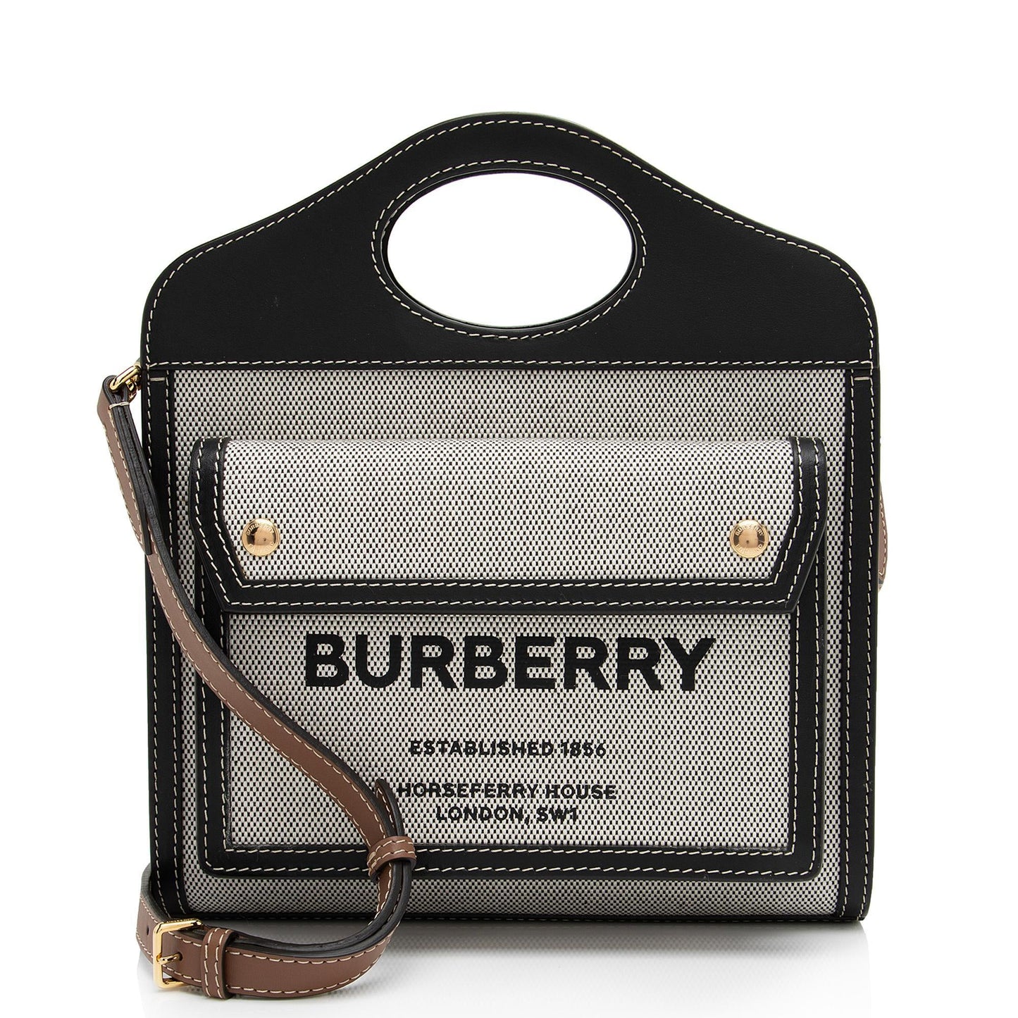 Burberry Canvas Horseferry Mini Pocket Tote (SHF-3ejnzd)