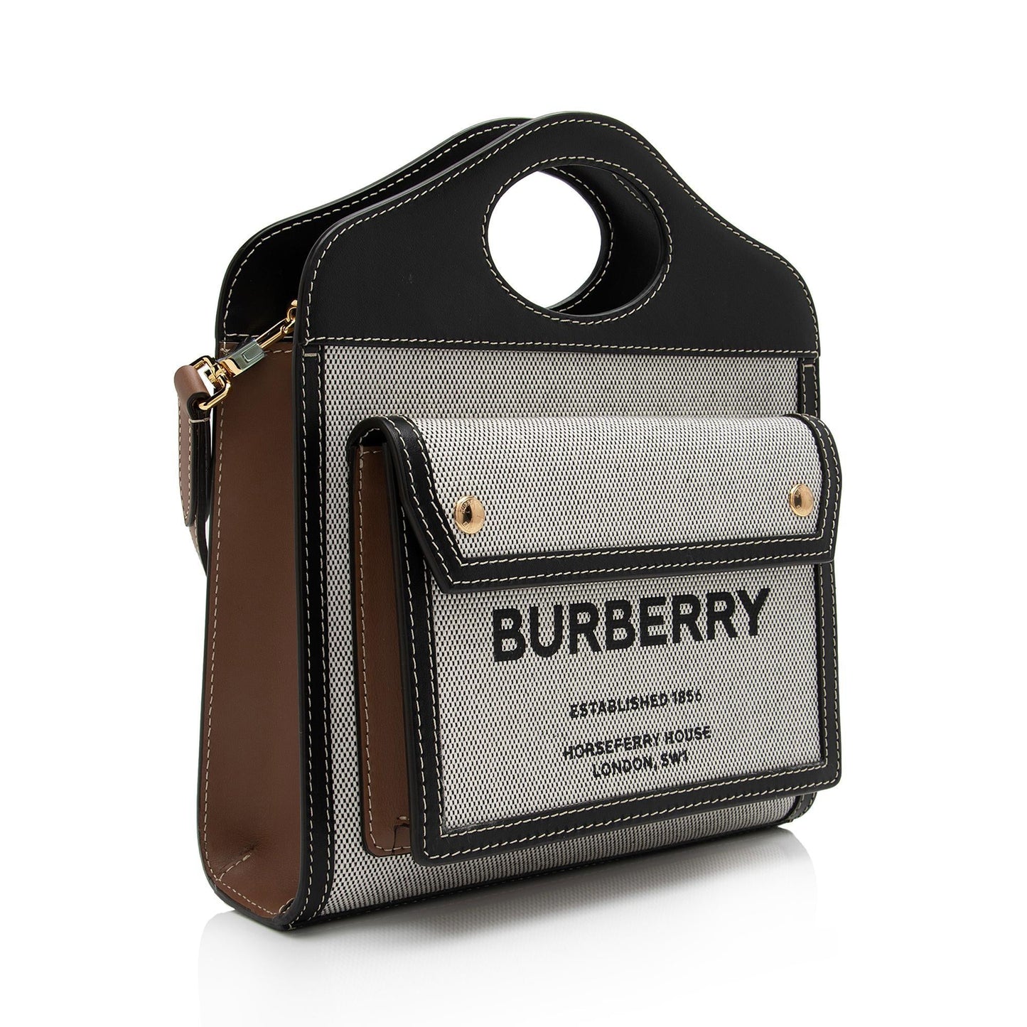 Burberry Canvas Horseferry Mini Pocket Tote (SHF-3ejnzd)
