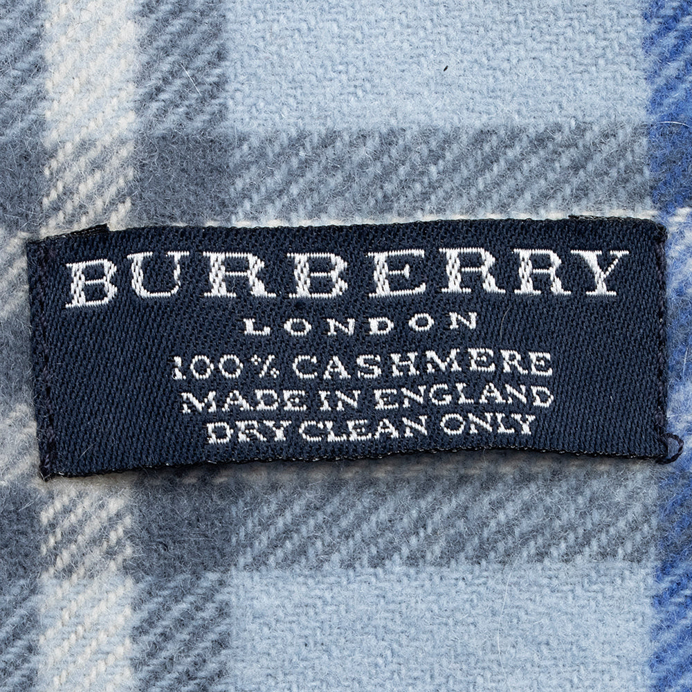 Burberry Cashmere Happy Plaid Fringe Scarf (SHF-19692)