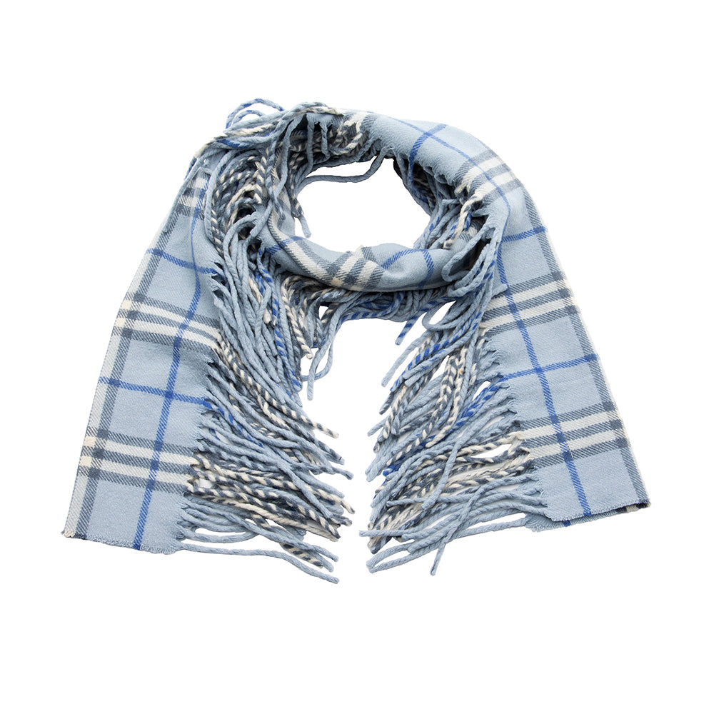 Burberry Cashmere Happy Plaid Fringe Scarf (SHF-19692)
