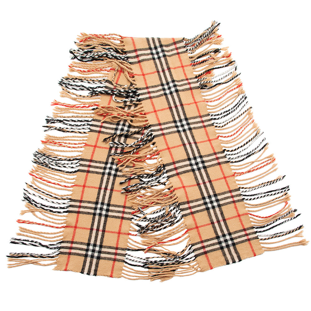 Burberry Cashmere Happy Plaid Fringe Scarf (SHF-20680)