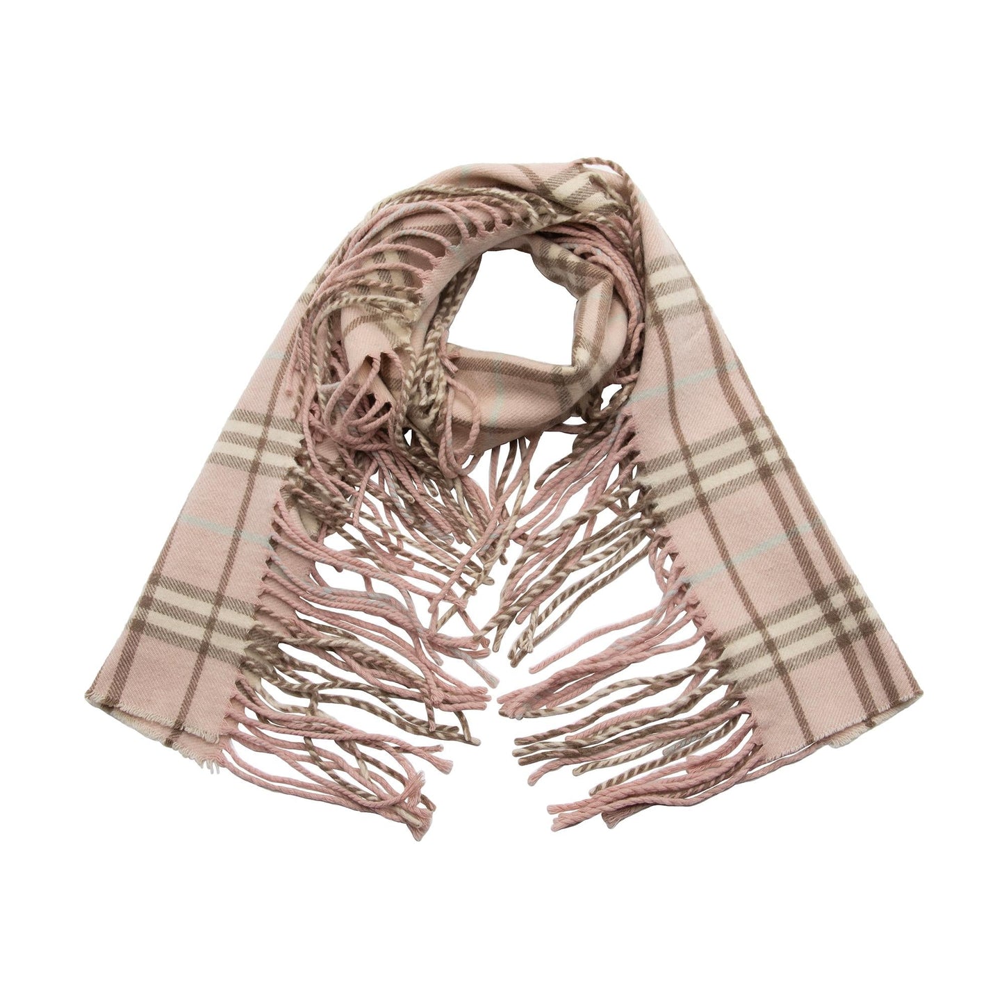 Burberry Cashmere Happy Plaid Fringe Scarf (SHF-23010)