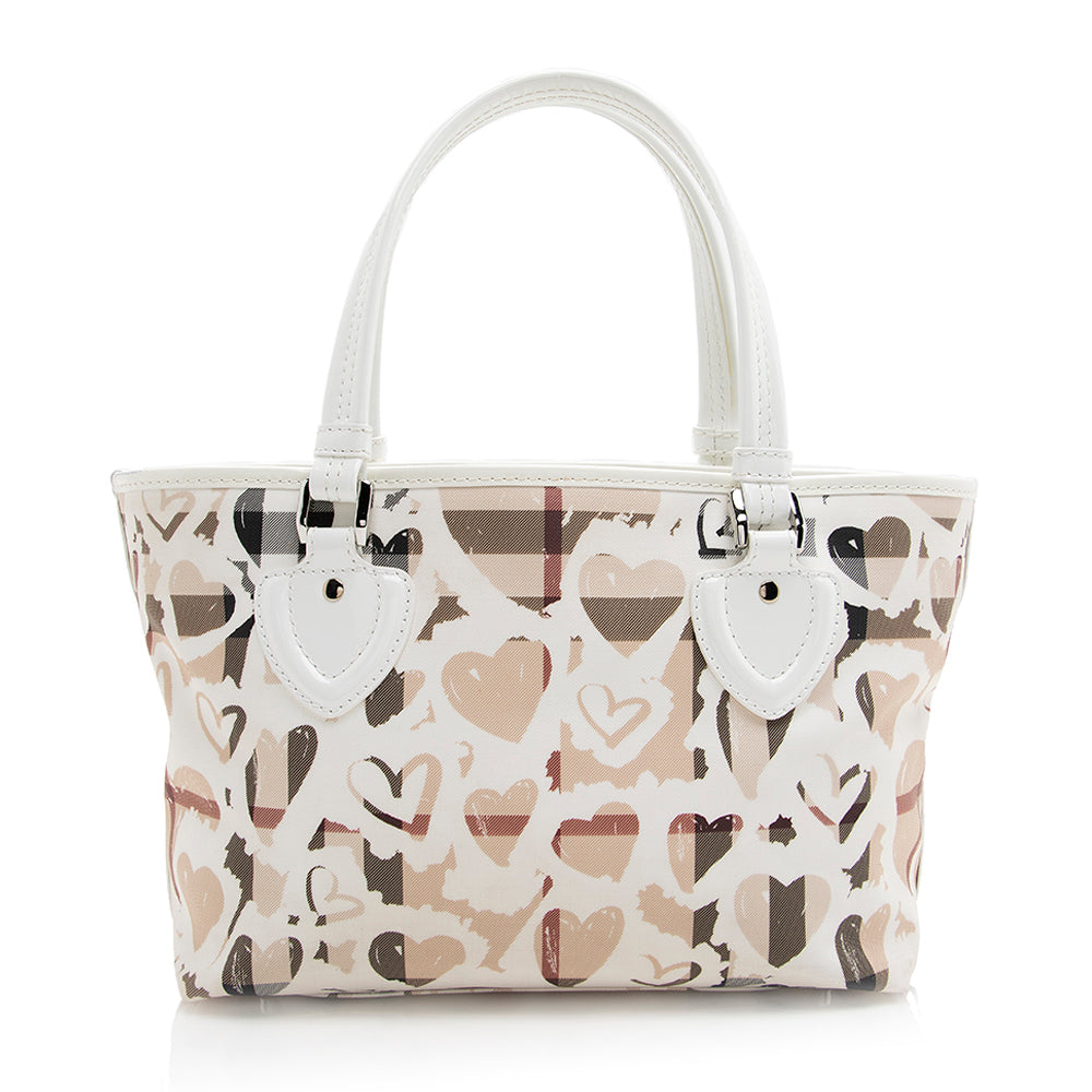 Burberry Coated Canvas Nova Painted Hearts Tote (SHF-20506)