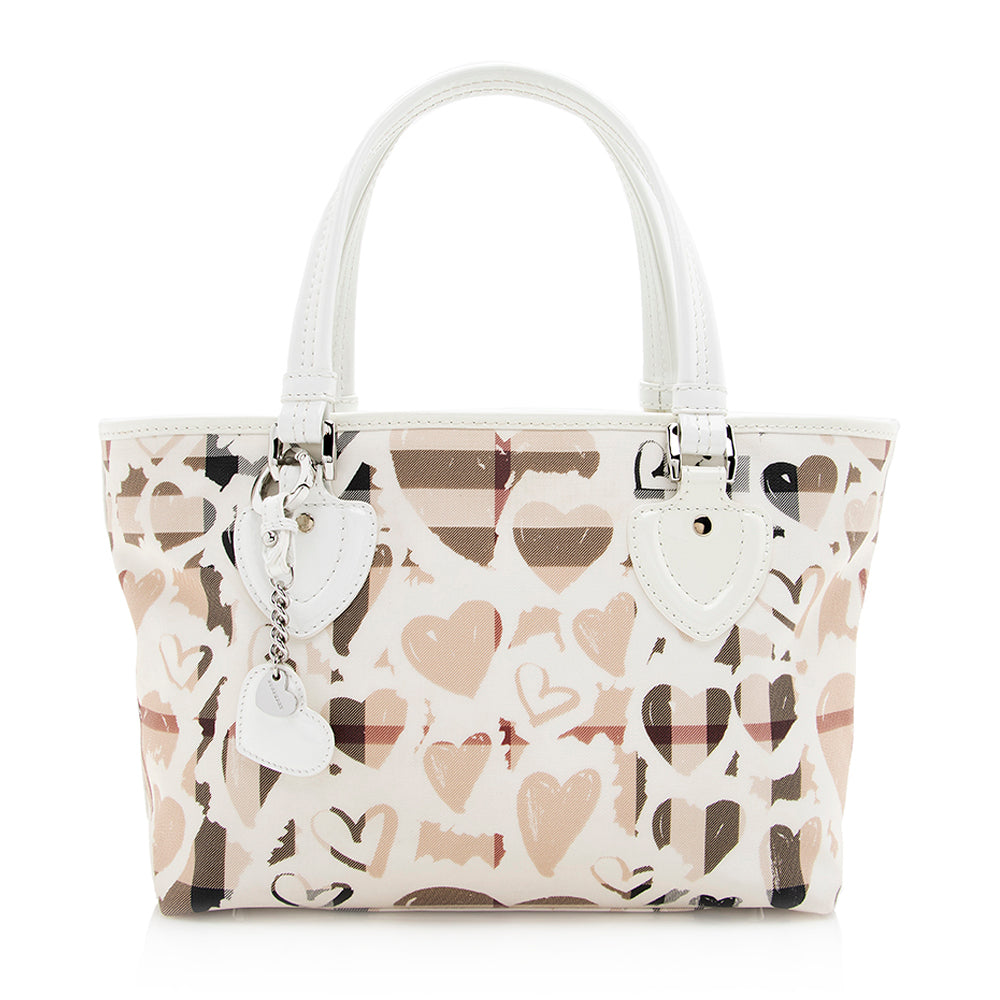 Burberry Coated Canvas Nova Painted Hearts Tote (SHF-20506)