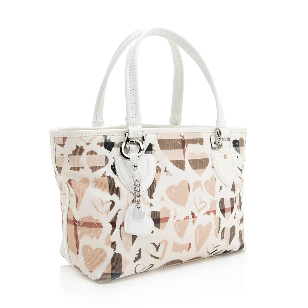 Burberry Coated Canvas Nova Painted Hearts Tote (SHF-20506)