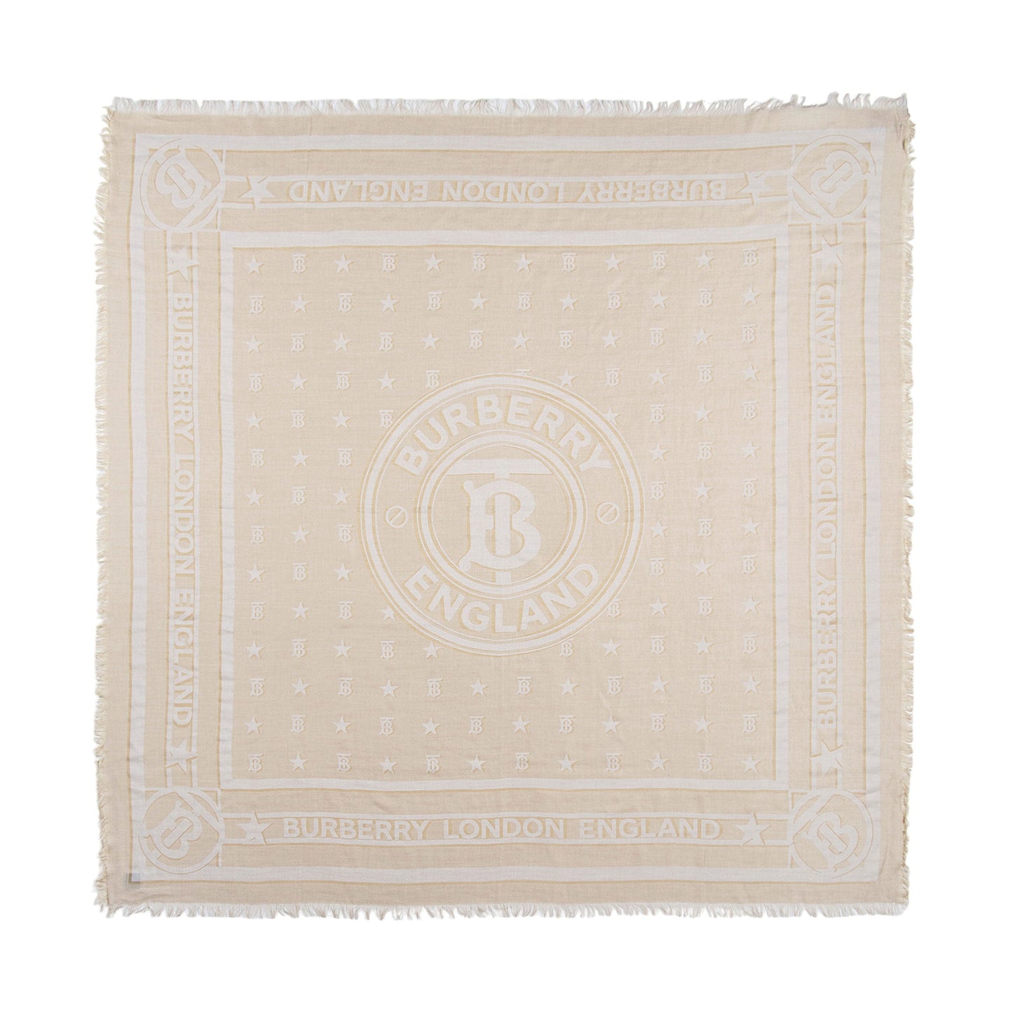 Burberry Cotton Wool Silk Jacquard TB 140cm Shawl (SHF-TtD6vE)