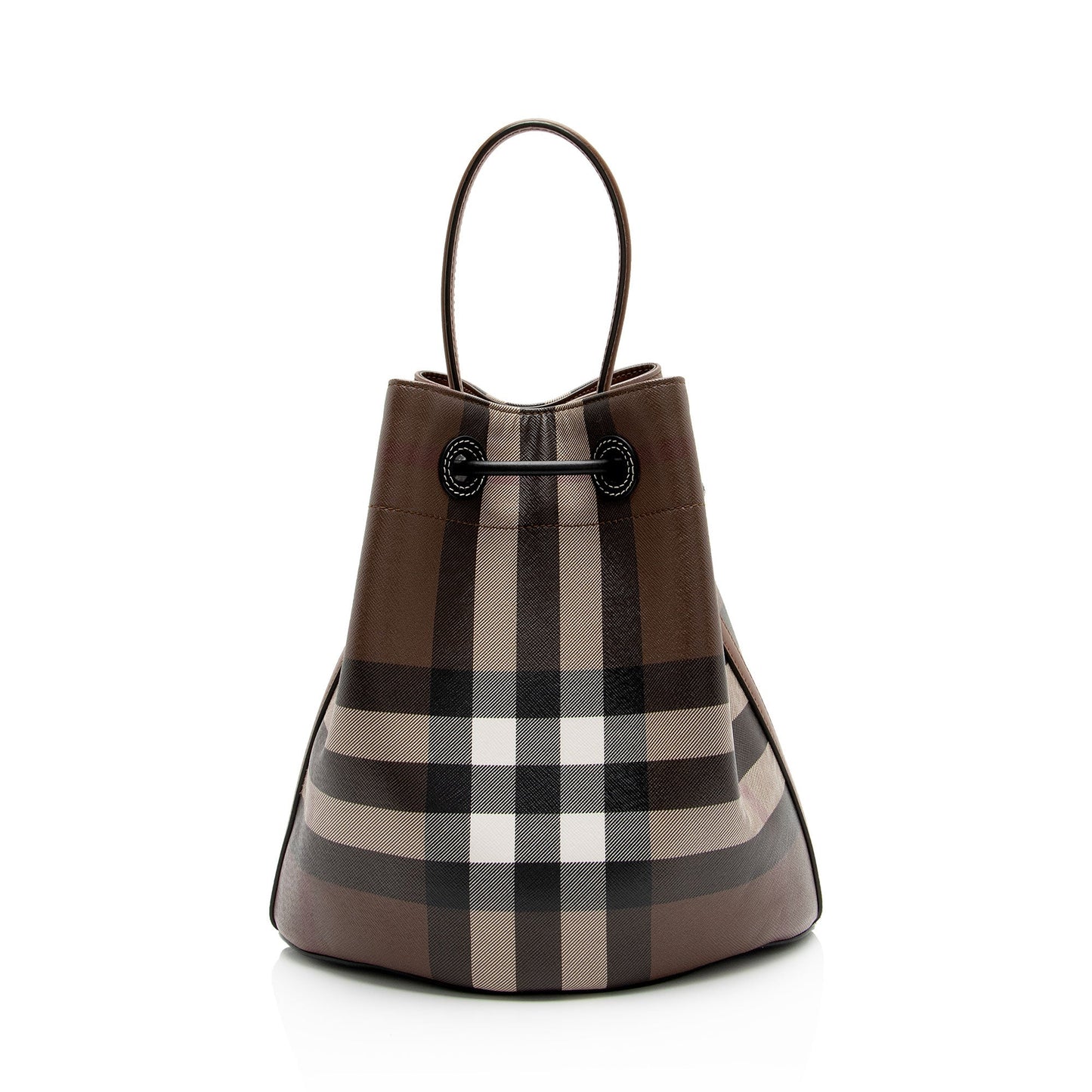 Burberry E-Canvas House Check Small Bucket Bag (SHF-l7XbX4)