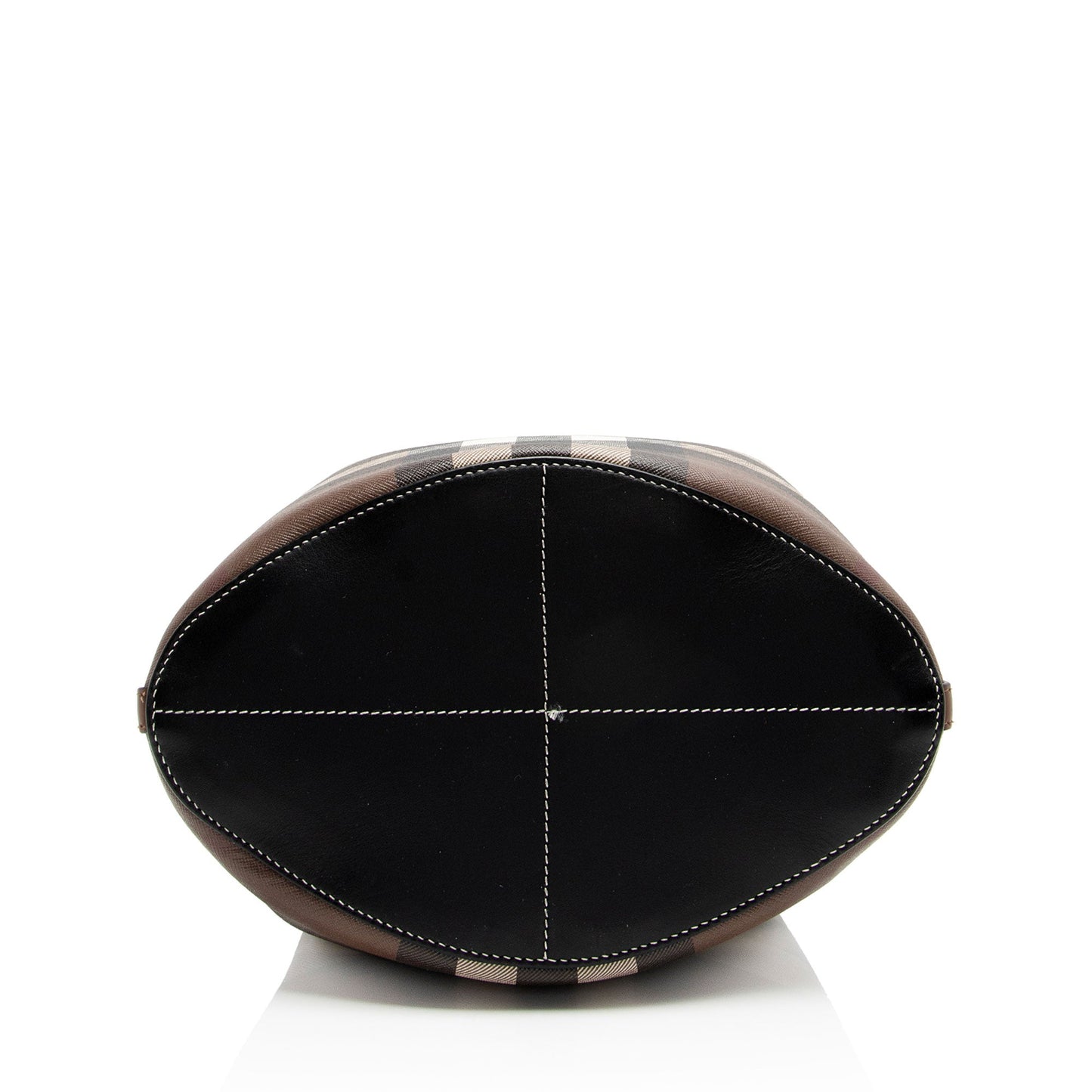 Burberry E-Canvas House Check Small Bucket Bag (SHF-l7XbX4)