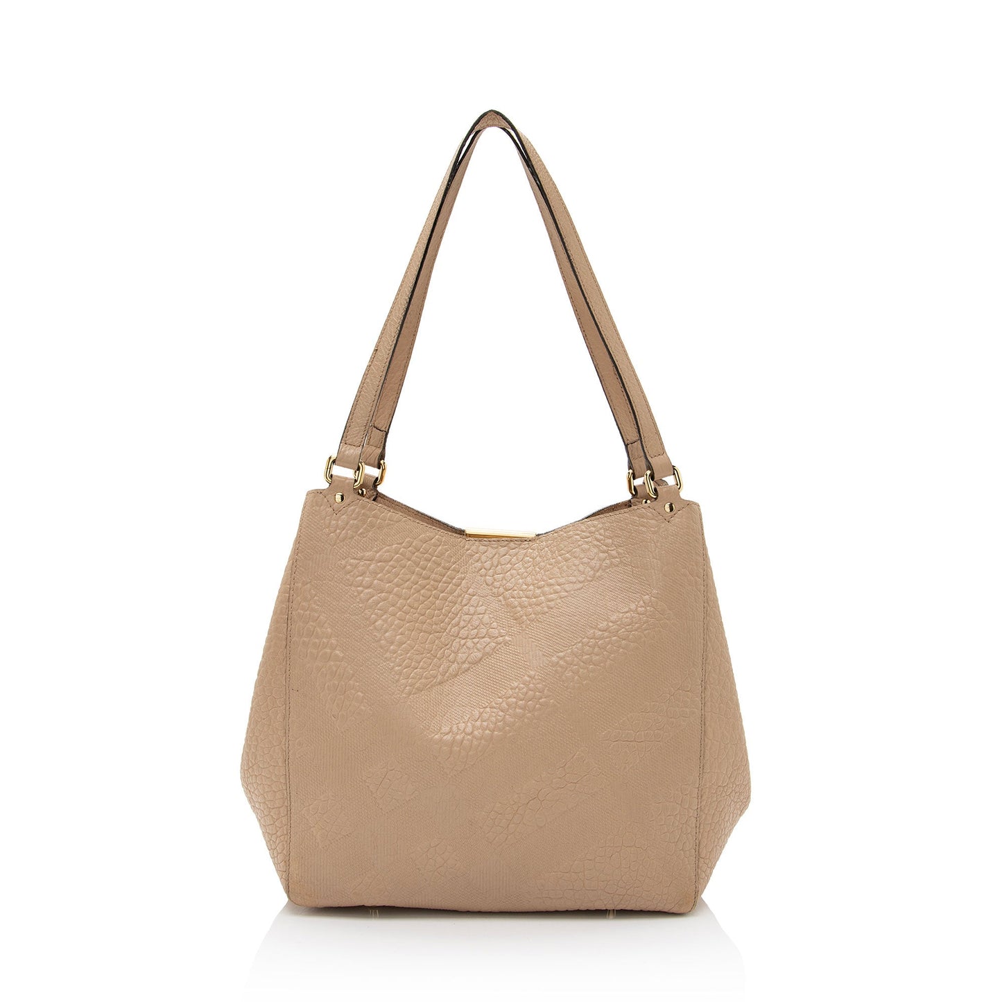 Burberry Embossed Check Leather Canterbury Small Tote (SHF-HNgQeT)
