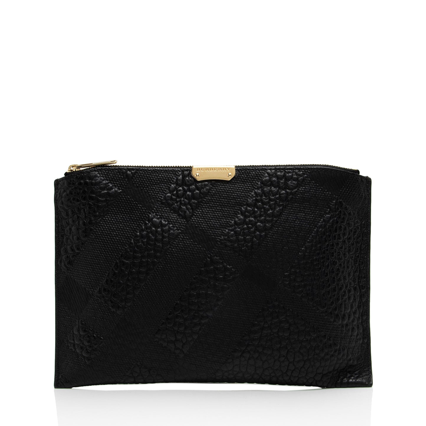 Burberry Embossed Leather Check Peyton Wristlet (SHF-PyULep)