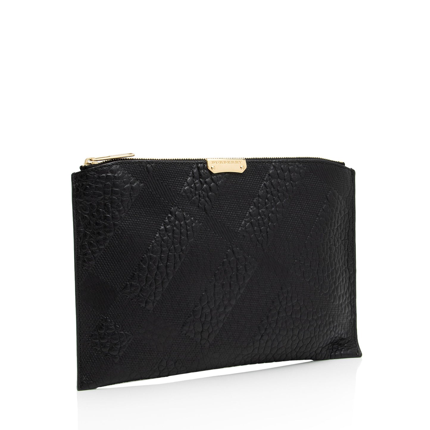 Burberry Embossed Leather Check Peyton Wristlet (SHF-PyULep)