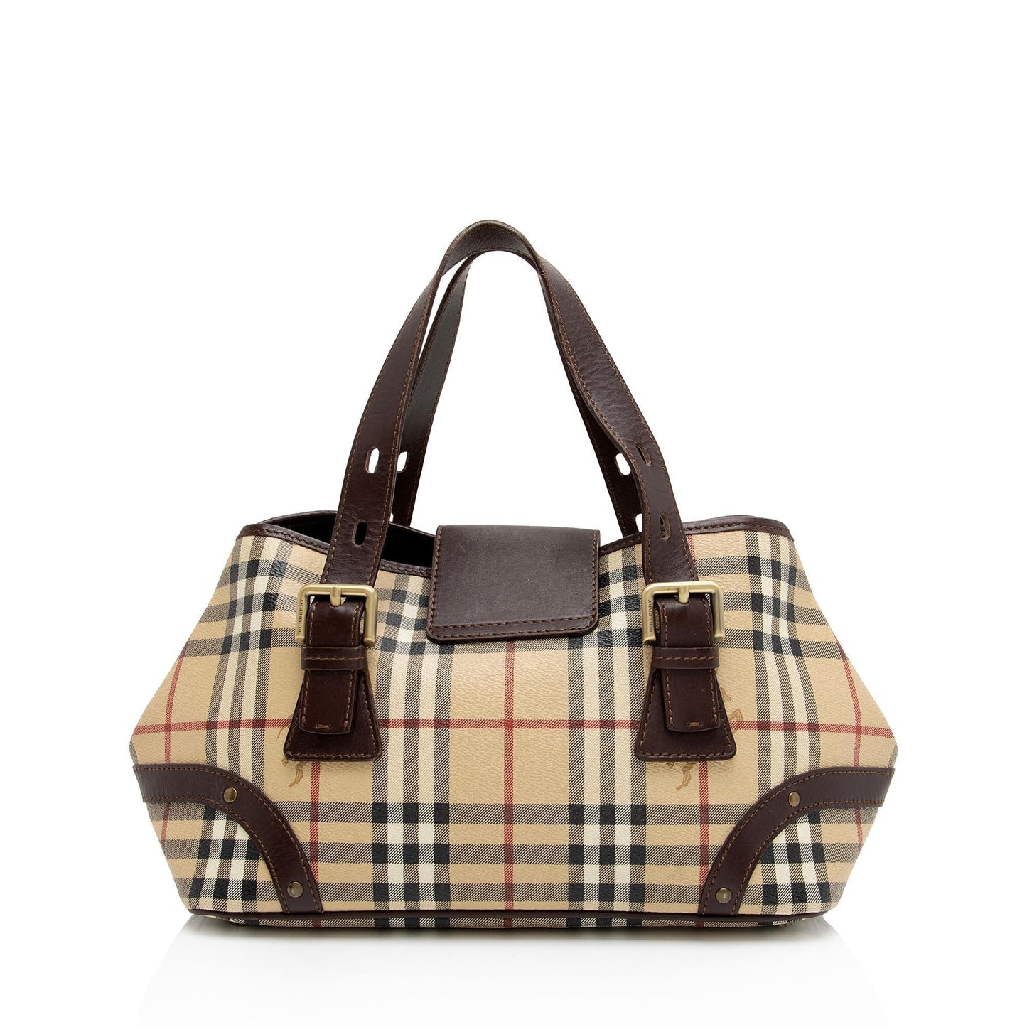 Burberry Haymarket Check Buckle Satchel (SHF-zrbH5J)