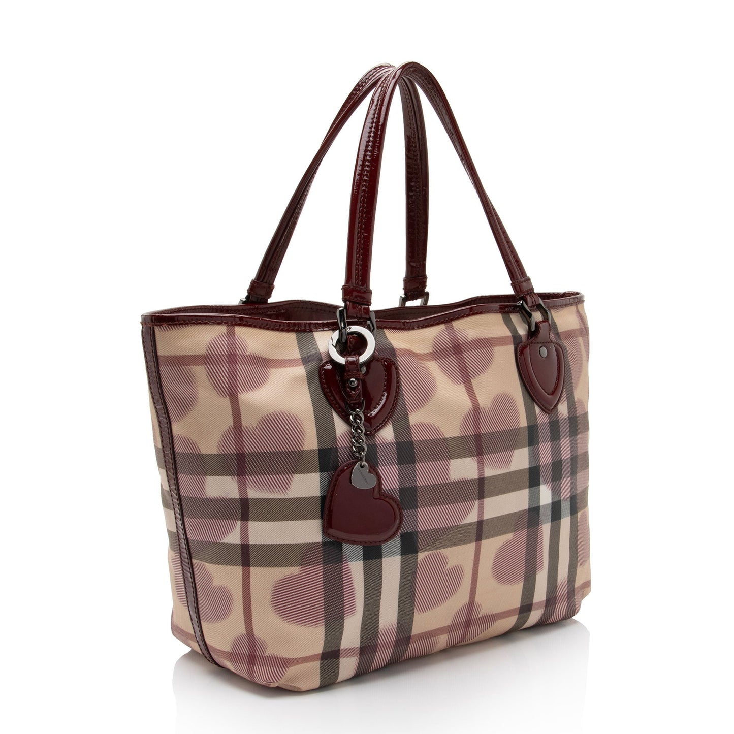 Burberry Heart Check Patent Leather Large Tote (SHF-tnVJ87)