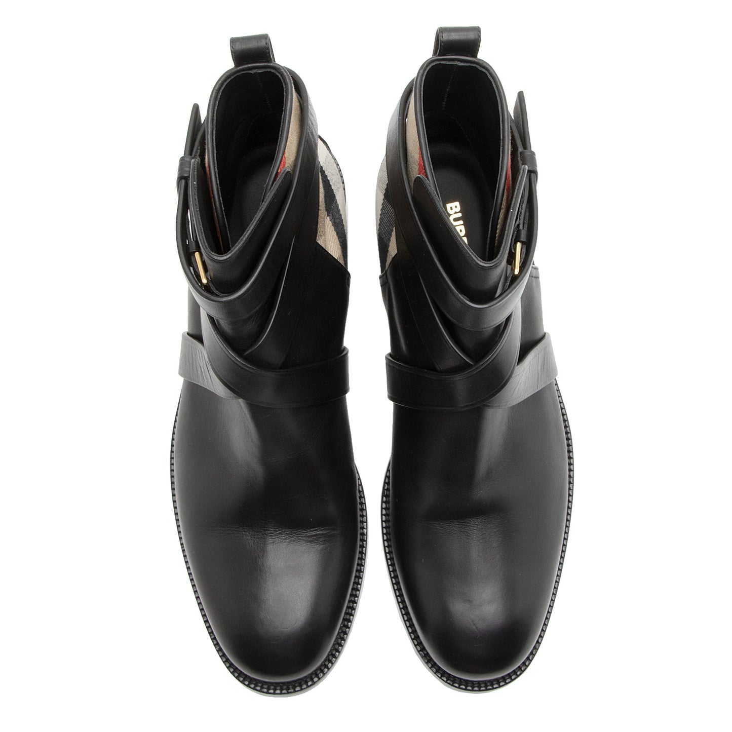 Burberry House Check Calfskin Ankle Boots - Size 9 / 39 (SHF-23322)