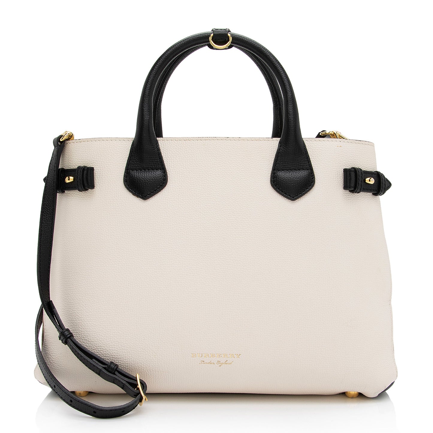 Burberry House Check Leather Banner Medium Tote (SHF-IHmkgX)