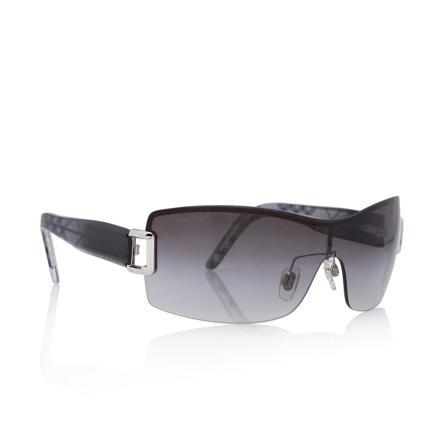 Burberry House Check Rimless Shield Sunglasses (SHF-tslR4w)