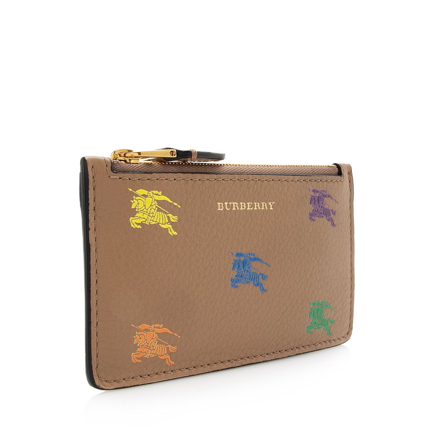 Burberry Leather Equestrian Knight Zip Card Case (SHF-22444)